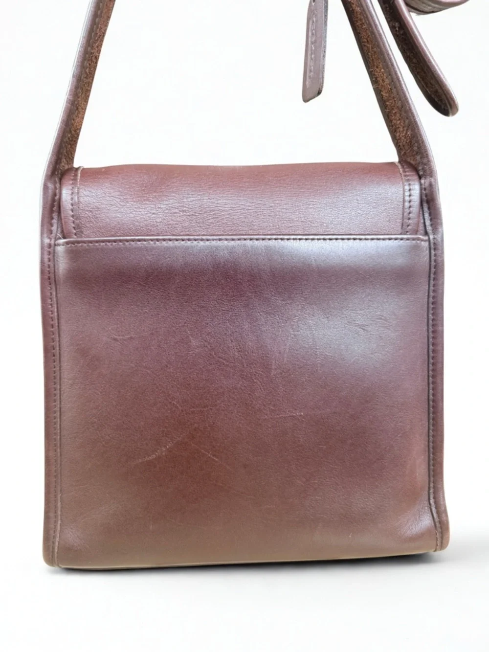 VINTAGE COACH Shelburne Flap 9038 Mahogany Leather Crossbody + Dust Bag - MINT - Picture 3 of 10